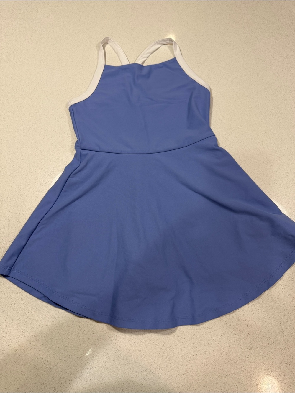 Old Navy Girls Periwinkle Blue Sleeveless Halter Casual Dress with White Trim